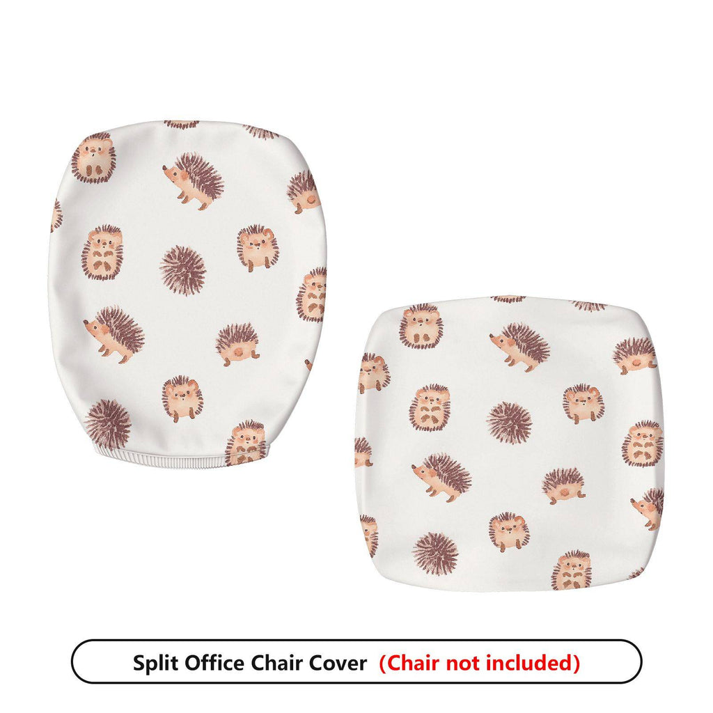 2-Piece Hedgehog Animal Pattern Cute Fun Whimsical  Computer Chair Cover Set, Seat and Backrest