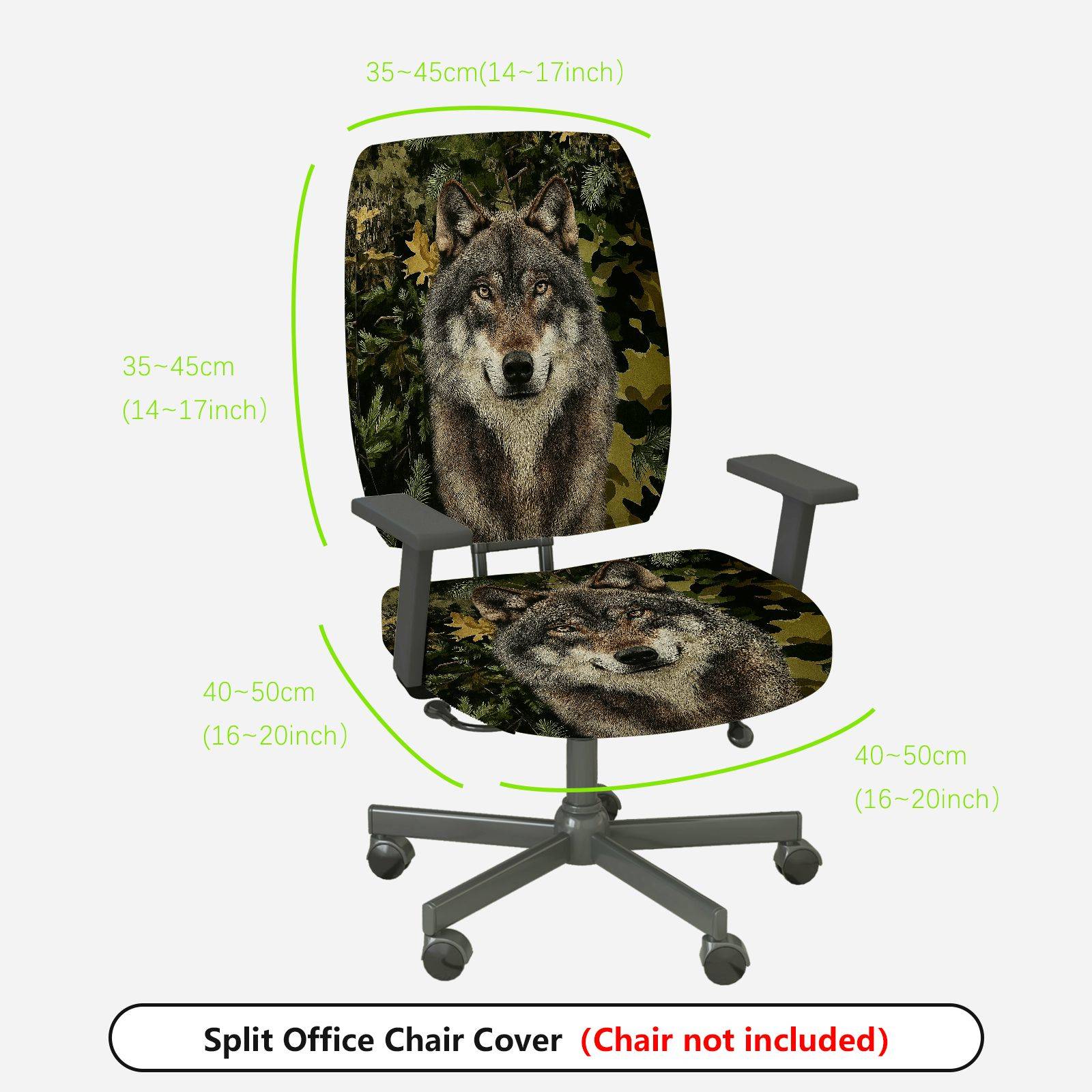 2-Piece Wolf Forest Camouflage Animal Nature Wildlife  Computer Chair Cover Set, Seat and Backrest