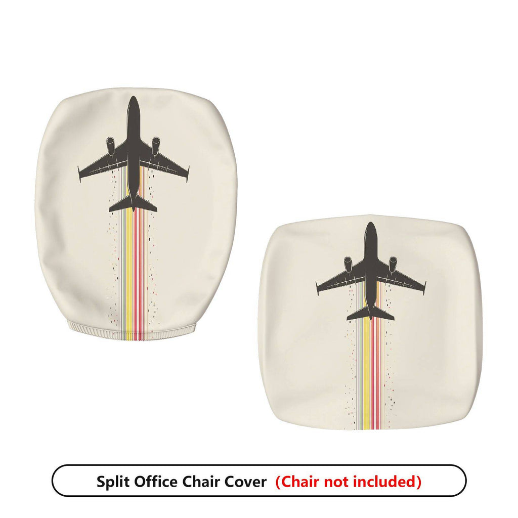 2-Piece Airplane Rainbow Creative  Computer Chair Cover Set, Seat and Backrest