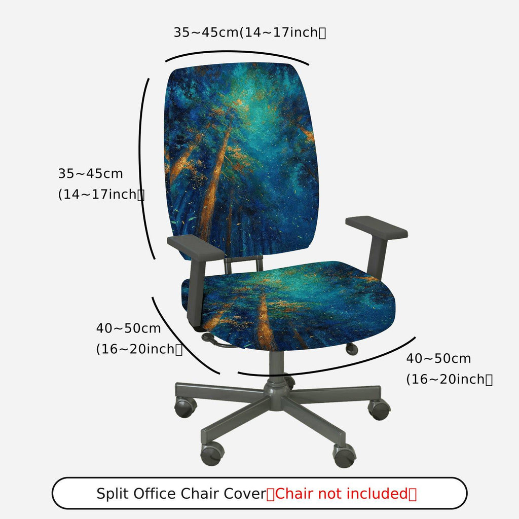 2-Piece Abstract Art Oil Painting Forest Scenery  Computer Chair Cover Set, Seat and Backrest