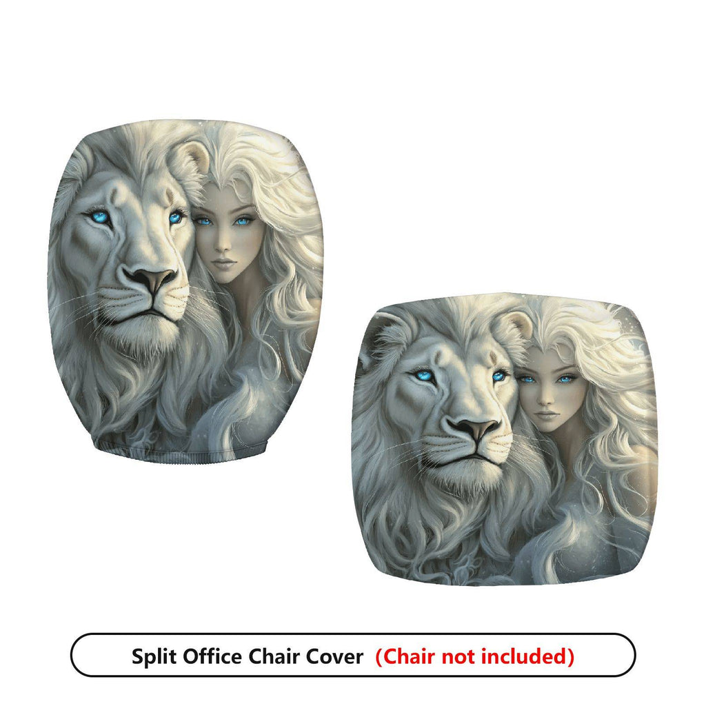 2-Piece Lion Animal Art  Computer Chair Cover Set, Seat and Backrest
