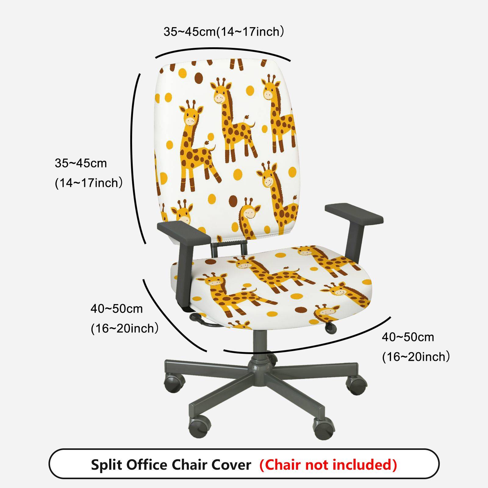 2-Piece Cute Giraffe Print Yellow Spot  Computer Chair Cover Set, Seat and Backrest