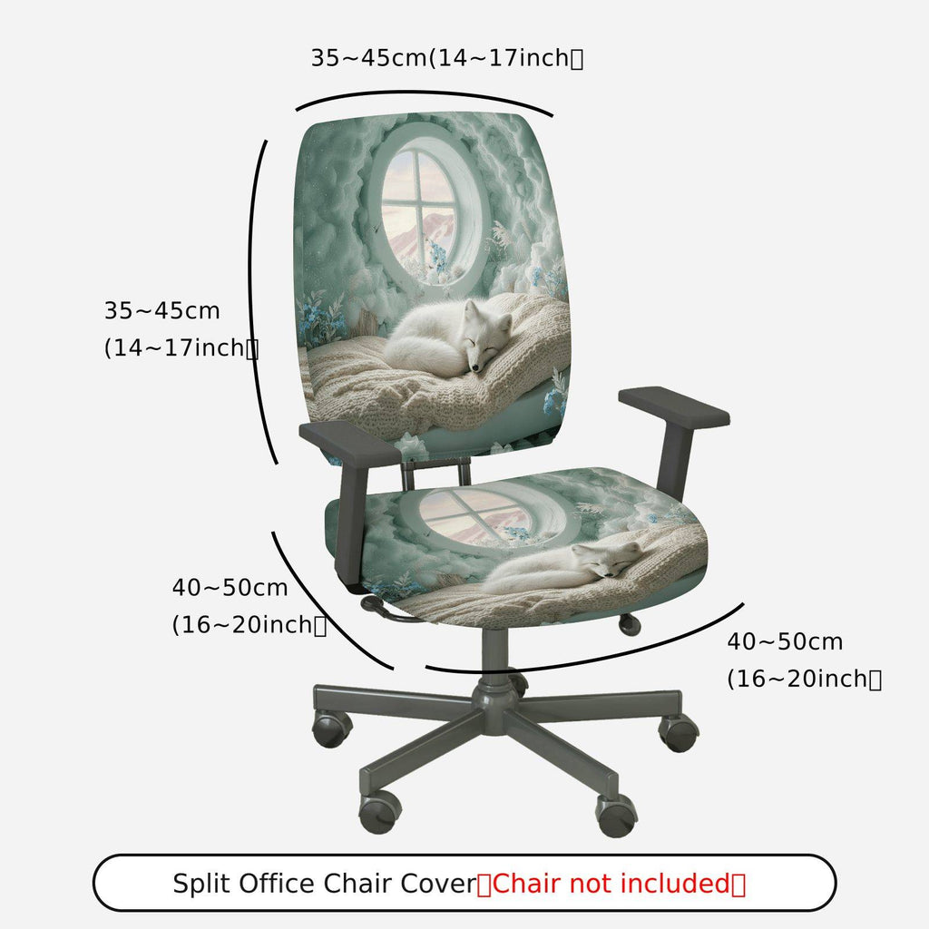 2-Piece Arctic Winter Snow Fox Cozy Home Decor  Computer Chair Cover Set, Seat and Backrest