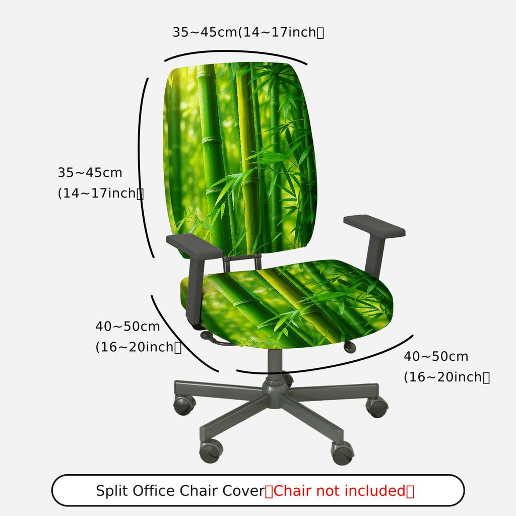 2-Piece Bamboo Grove Green Plant Leaves  Computer Chair Cover Set, Seat and Backrest