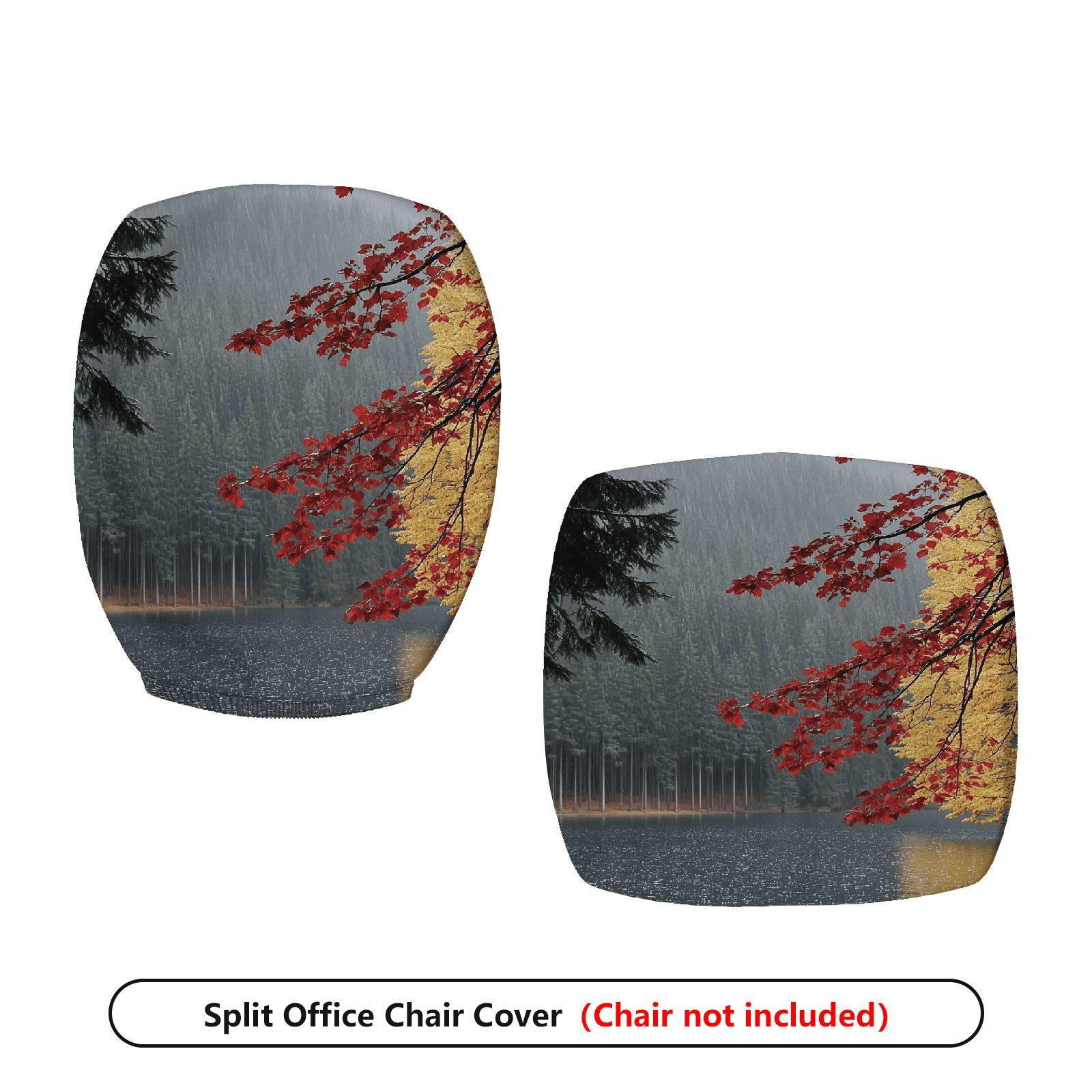 2-Piece Autumn Tree Forest Landscape  Computer Chair Cover Set, Seat and Backrest