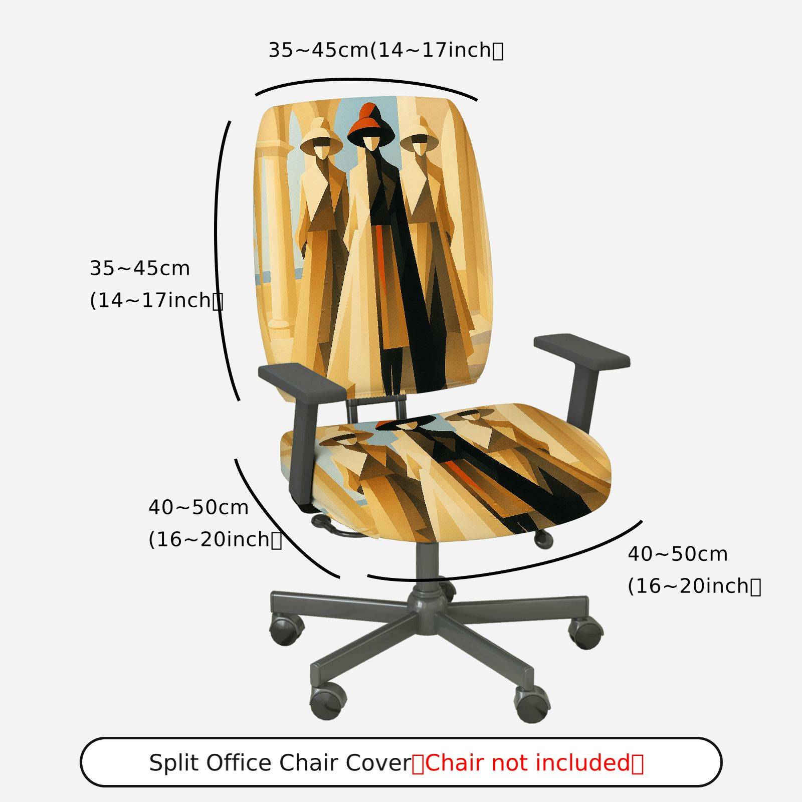 2-Piece Abstract Art Geometric Modern Stylish  Computer Chair Cover Set, Seat and Backrest