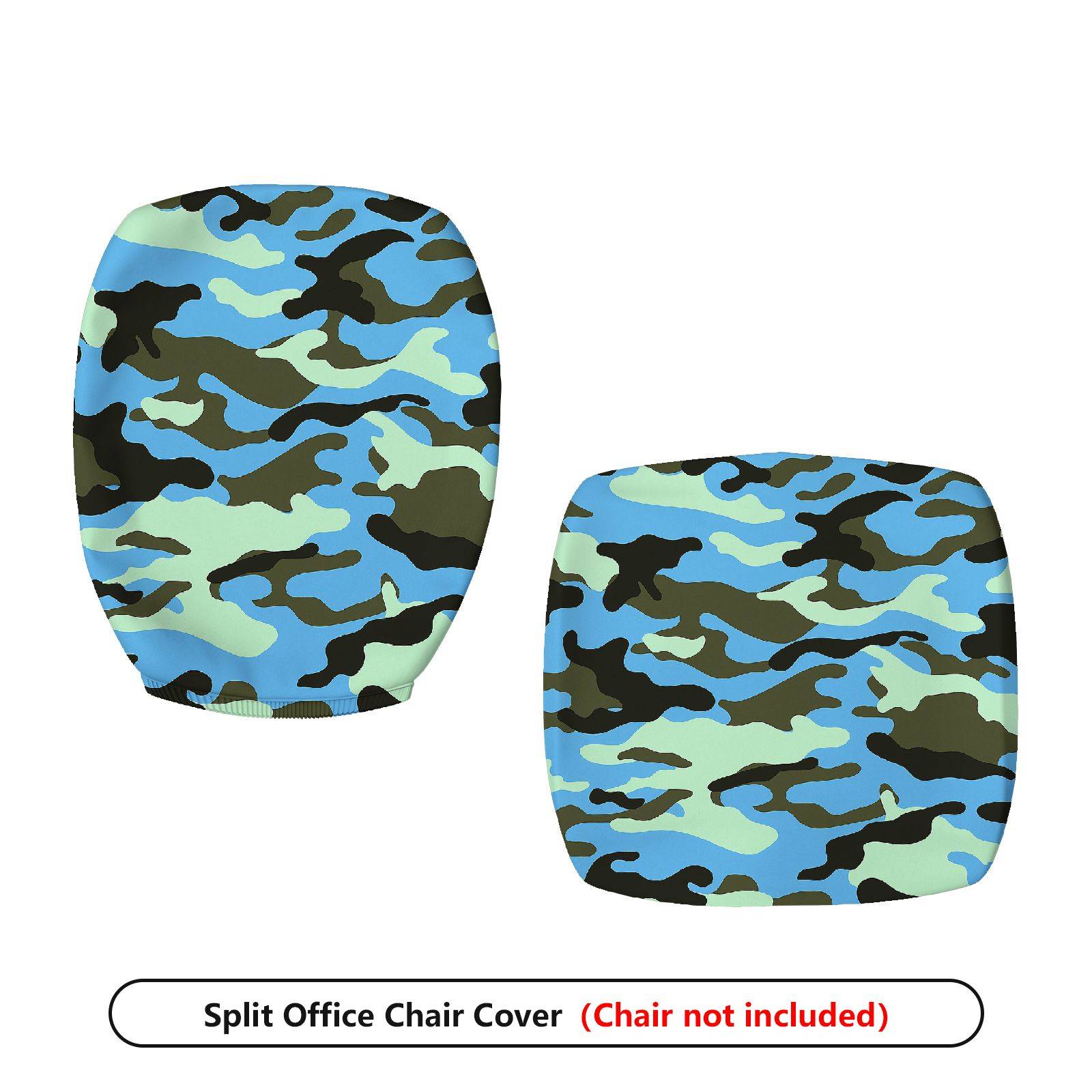 2-Piece Camouflage Green Blue Black  Computer Chair Cover Set, Seat and Backrest