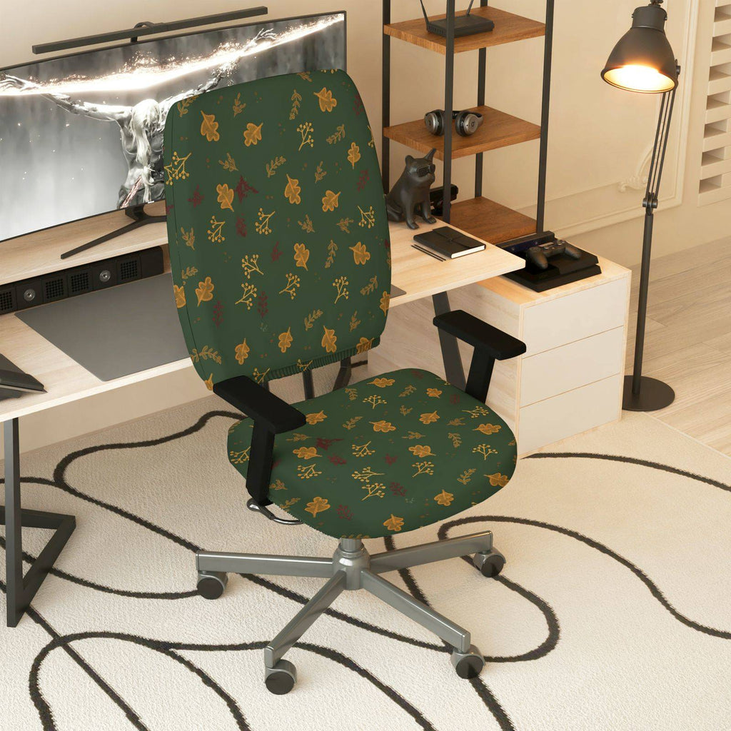 2-Piece Autumn Leaves Forest Nature Decorative  Computer Chair Cover Set, Seat and Backrest