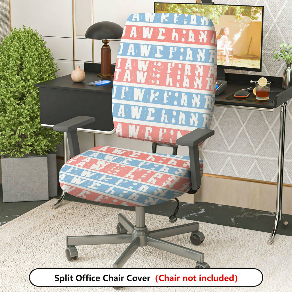 2-Piece American Flag Patriotic Red White Blue Letters Striped  Computer Chair Cover Set, Seat and Backrest