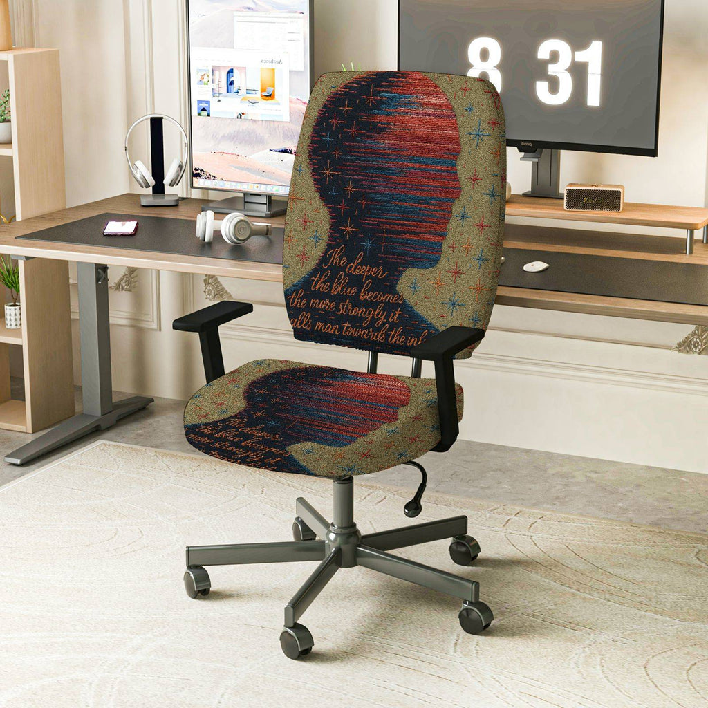 2-Piece Artistic Abstract Inspirational Pattern  Computer Chair Cover Set, Seat and Backrest