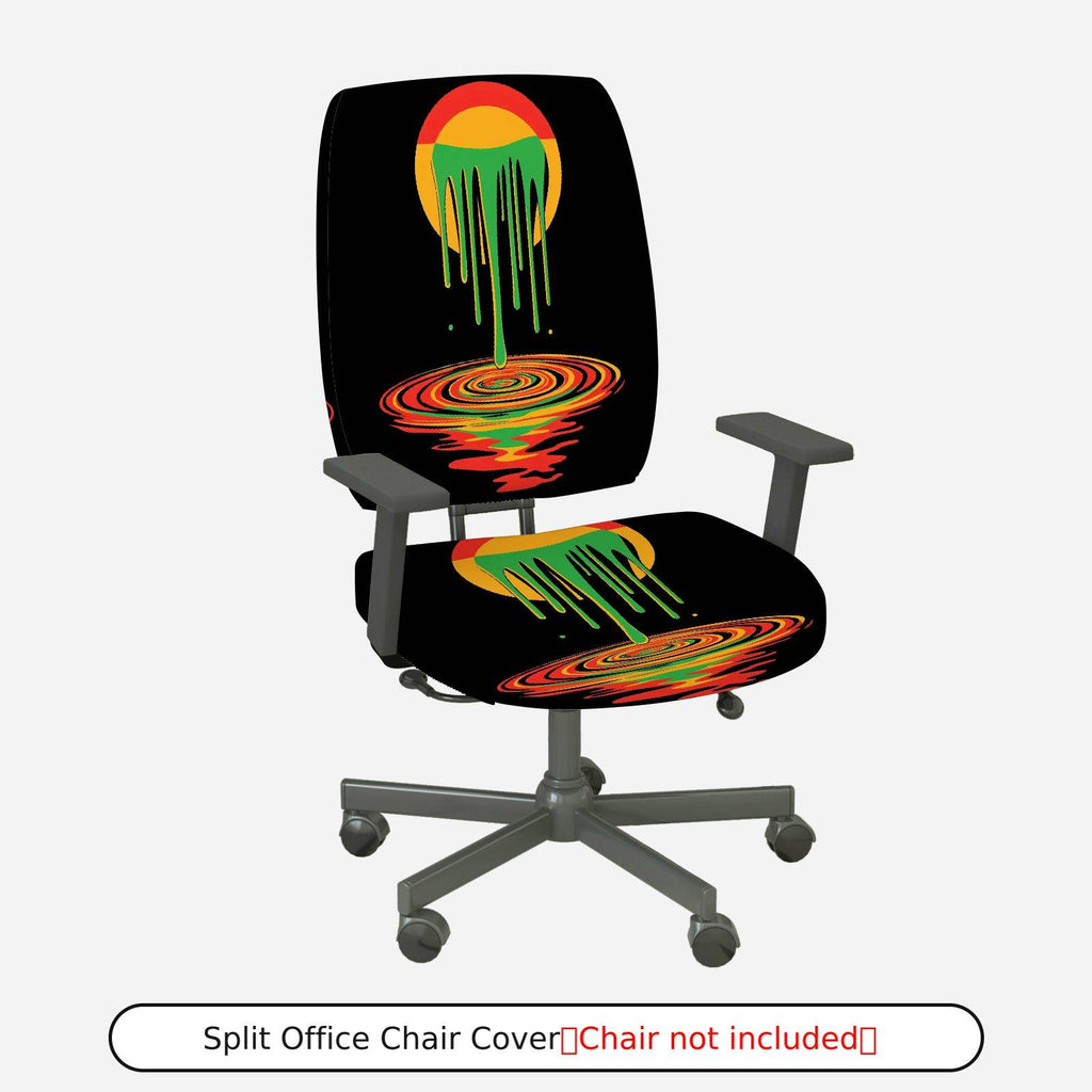 2-Piece Abstract Colorful Dripping Artistic Pattern Creative  Computer Chair Cover Set, Seat and Backrest