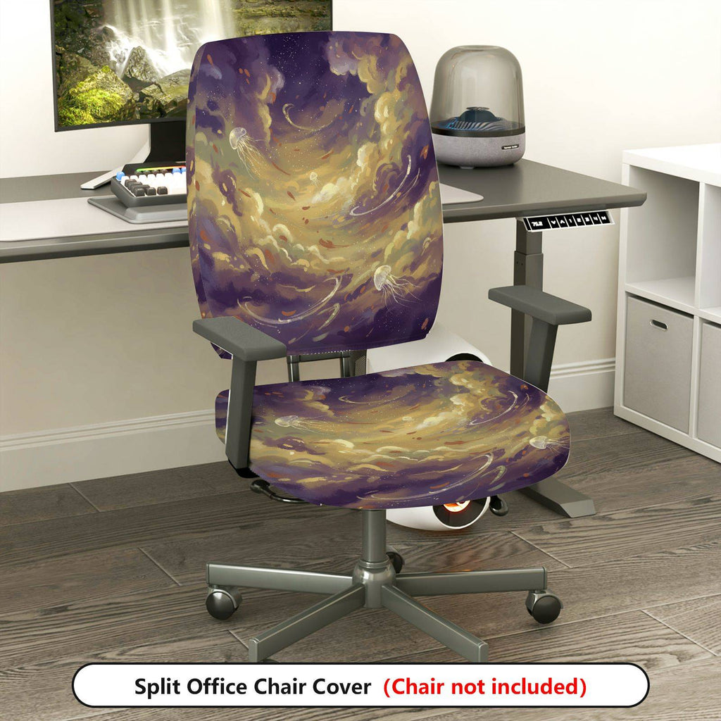 2-Piece Abstract Galaxy Jellyfish Cosmic Artistic  Computer Chair Cover Set, Seat and Backrest
