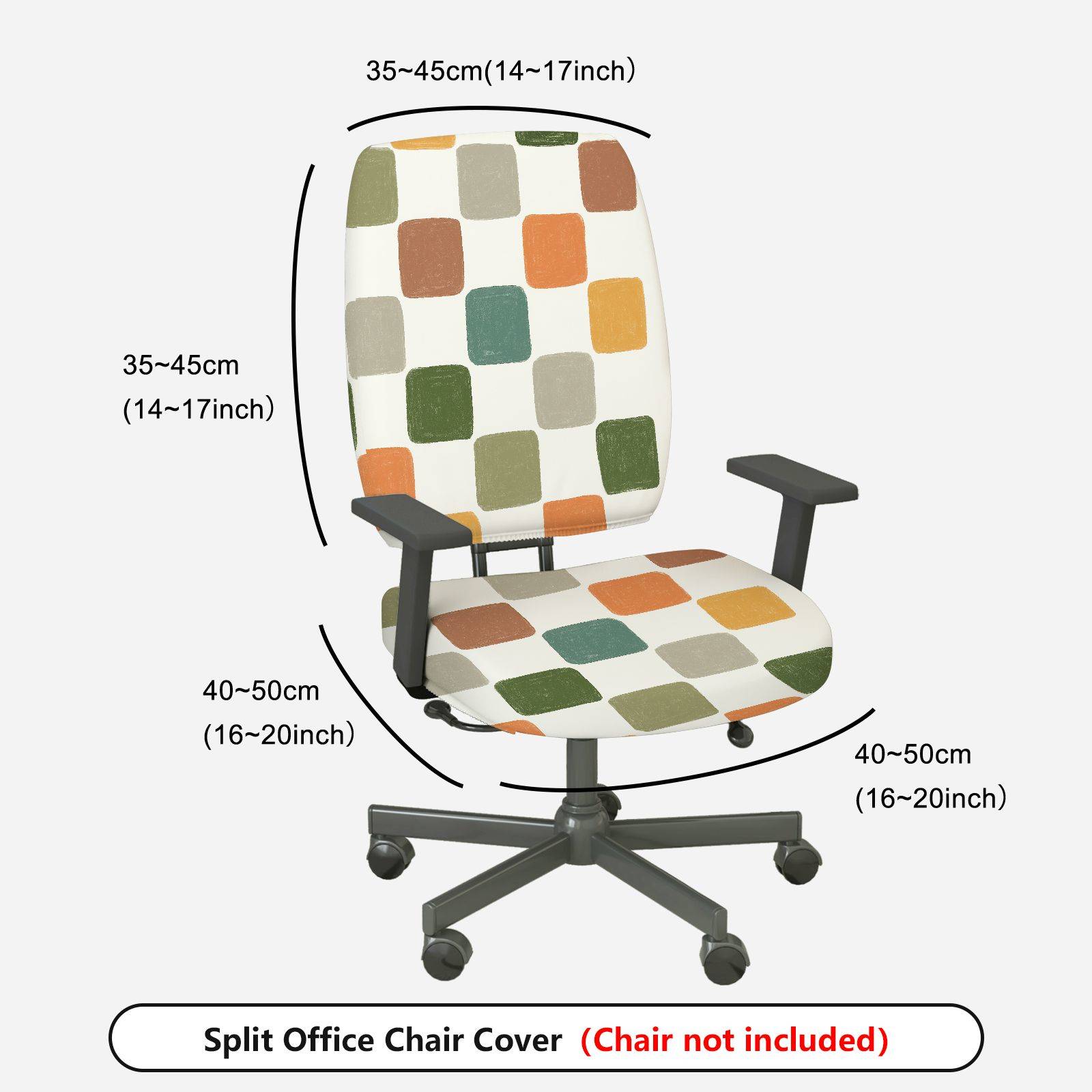 2-Piece Colorful Geometric Pattern Grid Stylish Modern Festival  Computer Chair Cover Set, Seat and Backrest