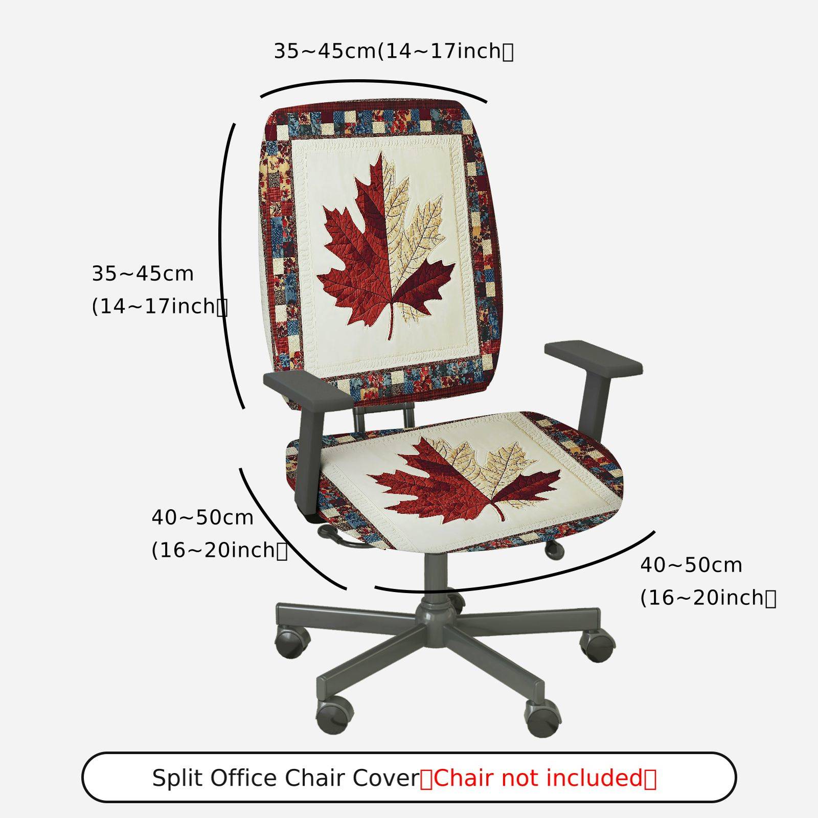 2-Piece Autumn Fall Maple Leaf Patchwork  Computer Chair Cover Set, Seat and Backrest