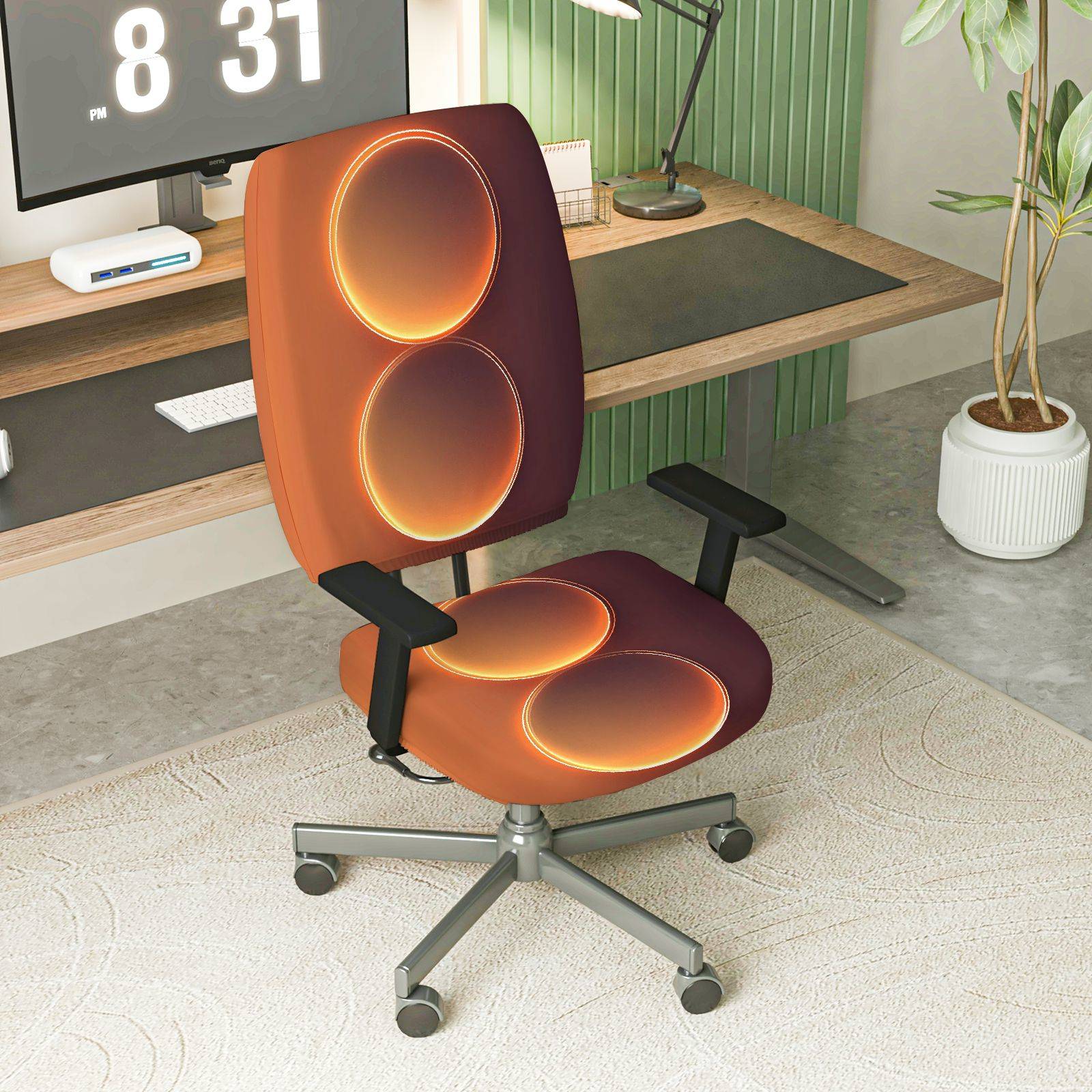 2-Piece Modern Stylish Vibrant Geometric Pattern  Computer Chair Cover Set, Seat and Backrest