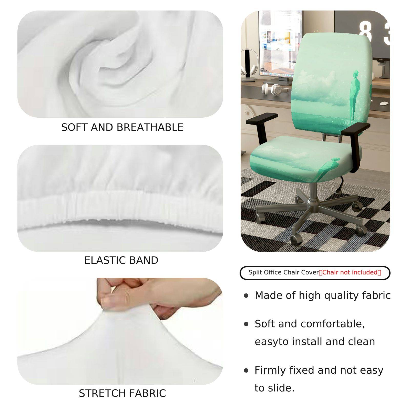 2-Piece Artistic Cloud Figure Pastel Abstract Modern  Computer Chair Cover Set, Seat and Backrest