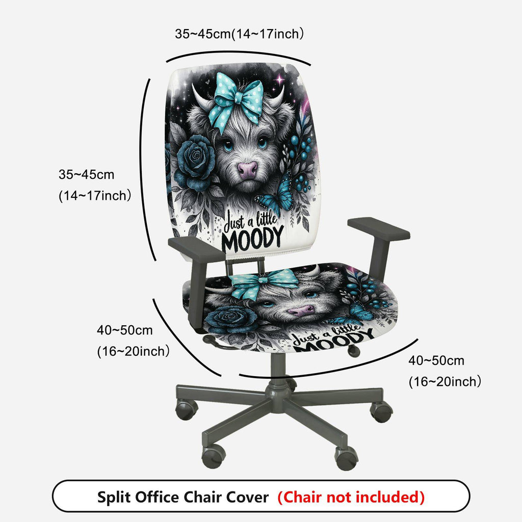 2-Piece Stylish Animal Flower Butterfly Bow Text  Computer Chair Cover Set, Seat and Backrest