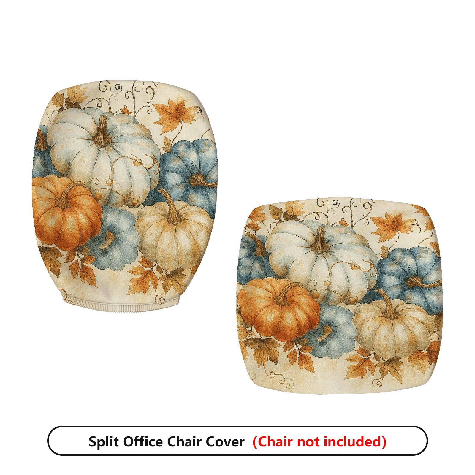 2-Piece Autumn Thanksgiving Pumpkin Harvest Holiday  Computer Chair Cover Set, Seat and Backrest
