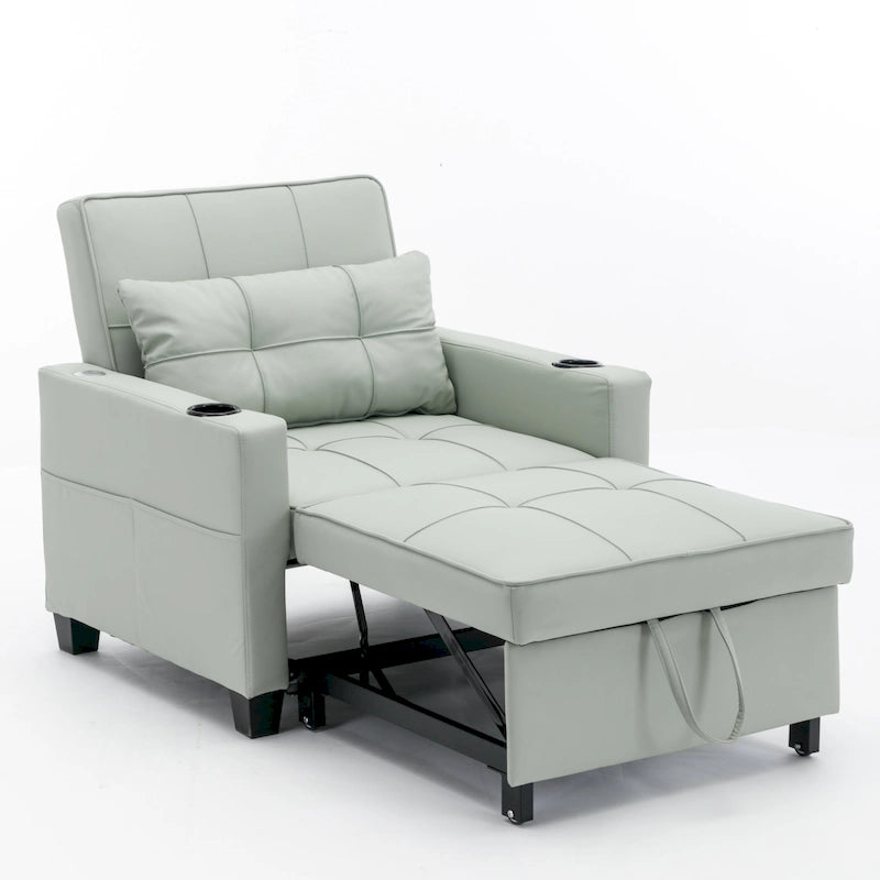 Convertible 3-In-1 Pull-Out Sleeper Chair Bed with USB Port - 34.26 x 68.12 x 33.08