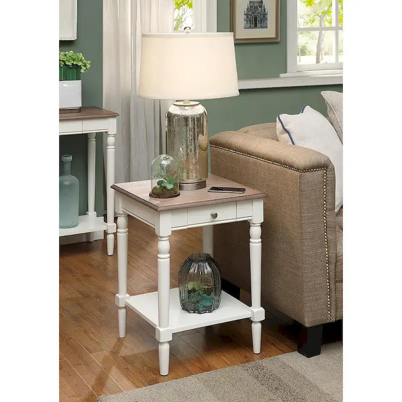 Convenience Concepts French Country 1 Drawer End Table with Shelf