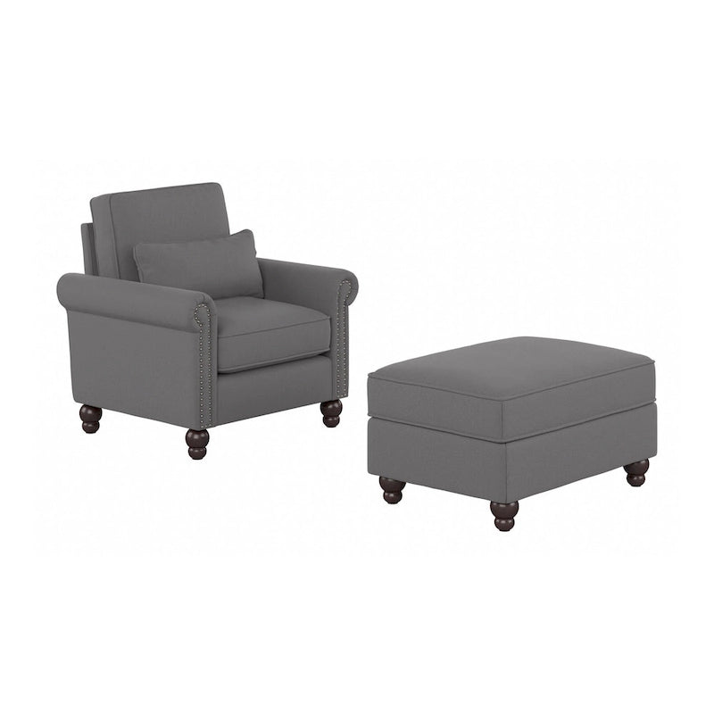 Bush Furniture Coventry Living Room Accent Chair with Ottoman Set