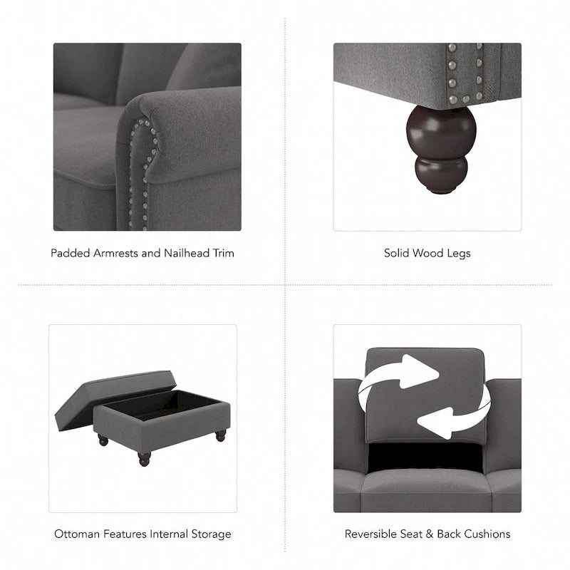 Bush Furniture Coventry Living Room Accent Chair with Ottoman Set