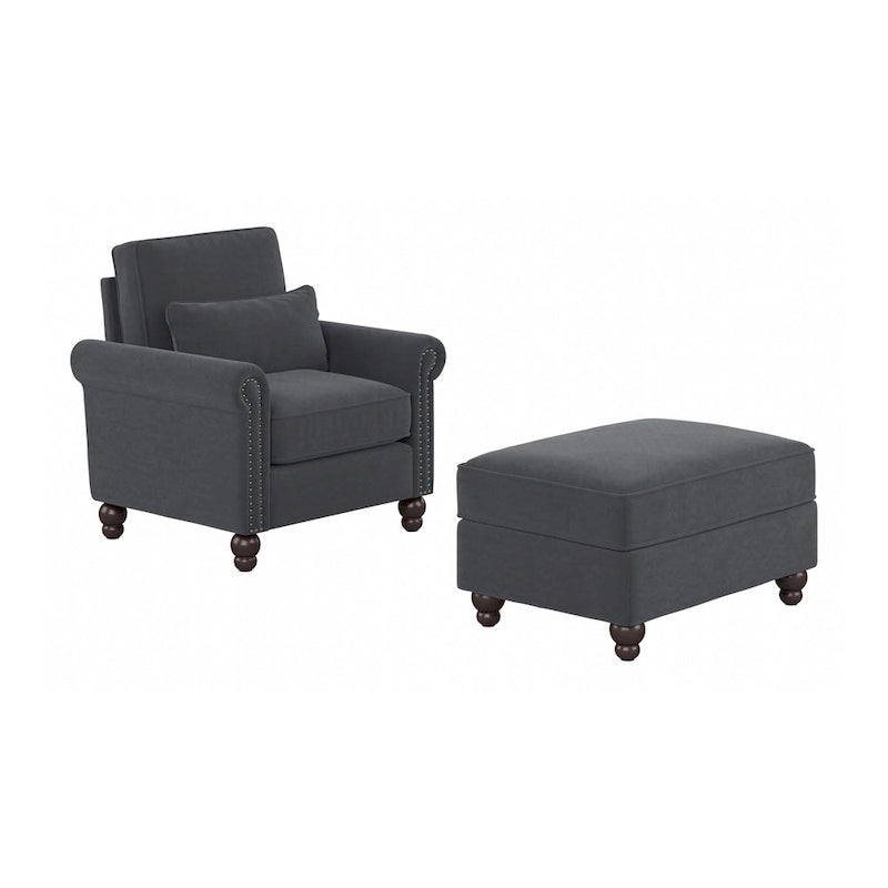 Bush Furniture Coventry Living Room Accent Chair with Ottoman Set