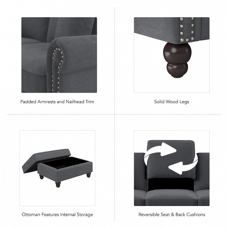 Bush Furniture Coventry Living Room Accent Chair with Ottoman Set