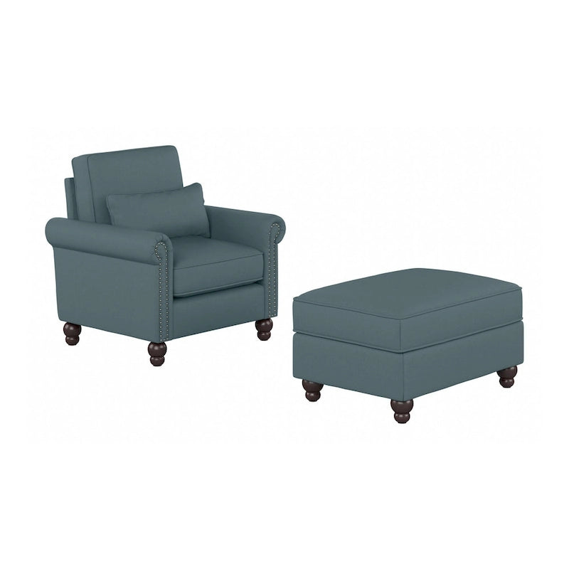 Bush Furniture Coventry Living Room Accent Chair with Ottoman Set