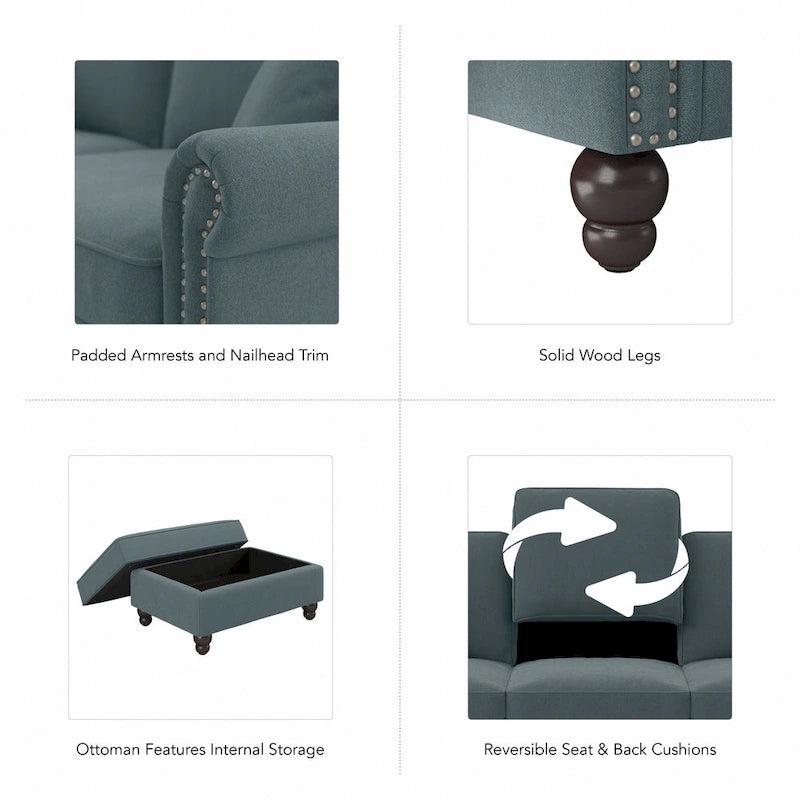 Bush Furniture Coventry Living Room Accent Chair with Ottoman Set