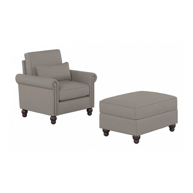 Bush Furniture Coventry Living Room Accent Chair with Ottoman Set