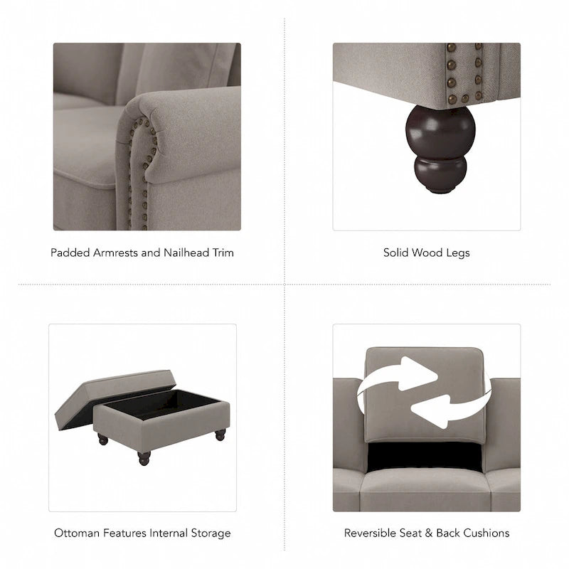 Bush Furniture Coventry Living Room Accent Chair with Ottoman Set