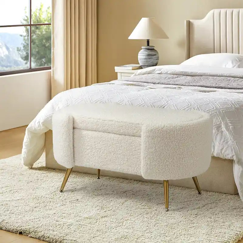 Clara 39.4 Wide Storage Bench with Metal Legs