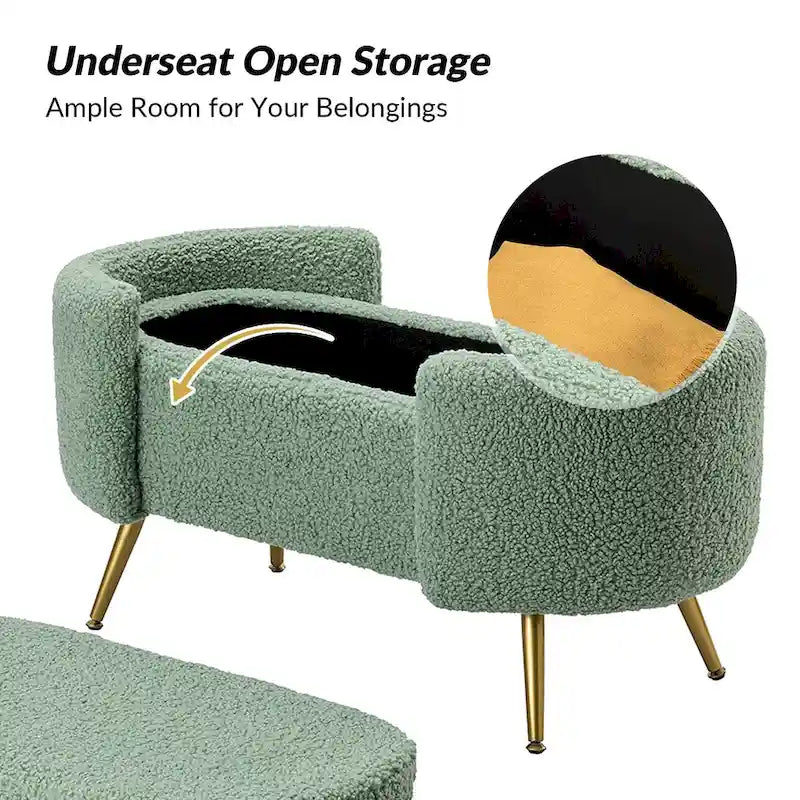 Clara 39.4 Wide Storage Bench with Metal Legs