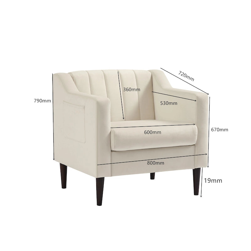 Modern Upholstered Tufted Accent Chair with Metal Legs