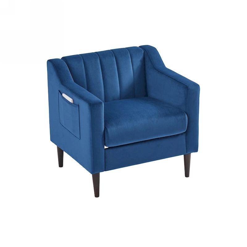 Modern Upholstered Tufted Accent Chair with Metal Legs