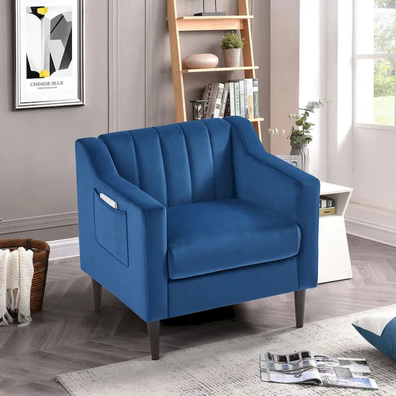 Modern Upholstered Tufted Accent Chair with Metal Legs