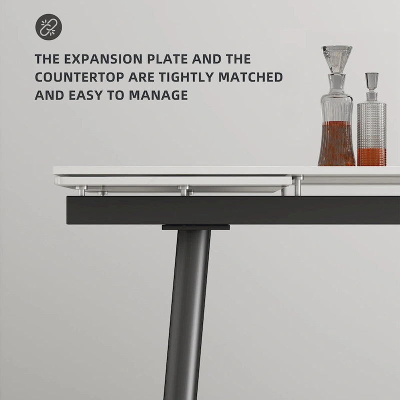 5 Piece 62.9 inch to 94.4 inch Extendable Dining Table Set with Sintered Stone Top 4 Chairs