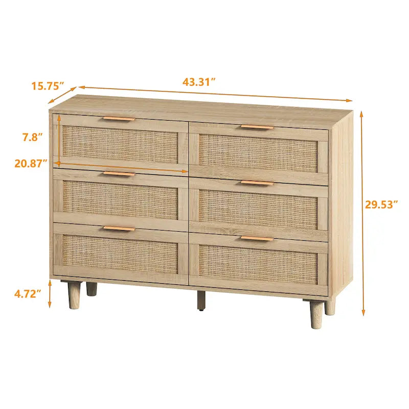 43.316-Drawers Rattan Storage Cabinet