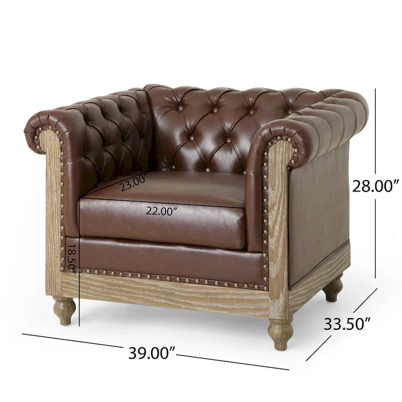 Castalia Chesterfield Tufted Club Chair by Christopher Knight Home - 39.00 L x 33.50 W x 28.00 H