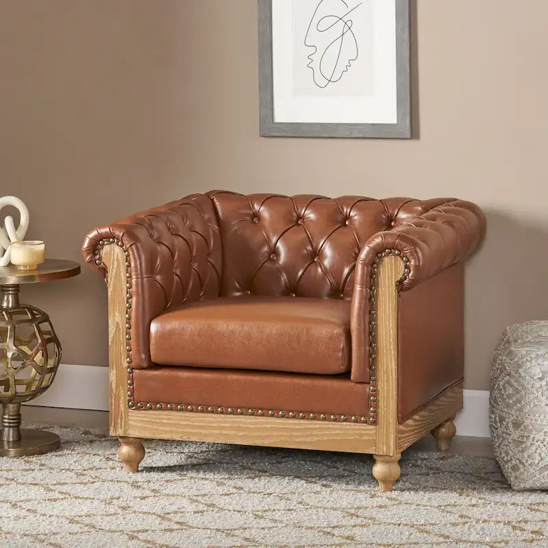 Castalia Chesterfield Tufted Club Chair by Christopher Knight Home - 39.00 L x 33.50 W x 28.00 H