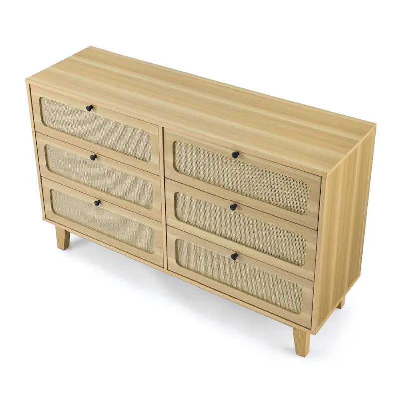 Antique Wooden Six-Drawer Dresser for Bedroom, TV Cabinet, or Living Room Storage