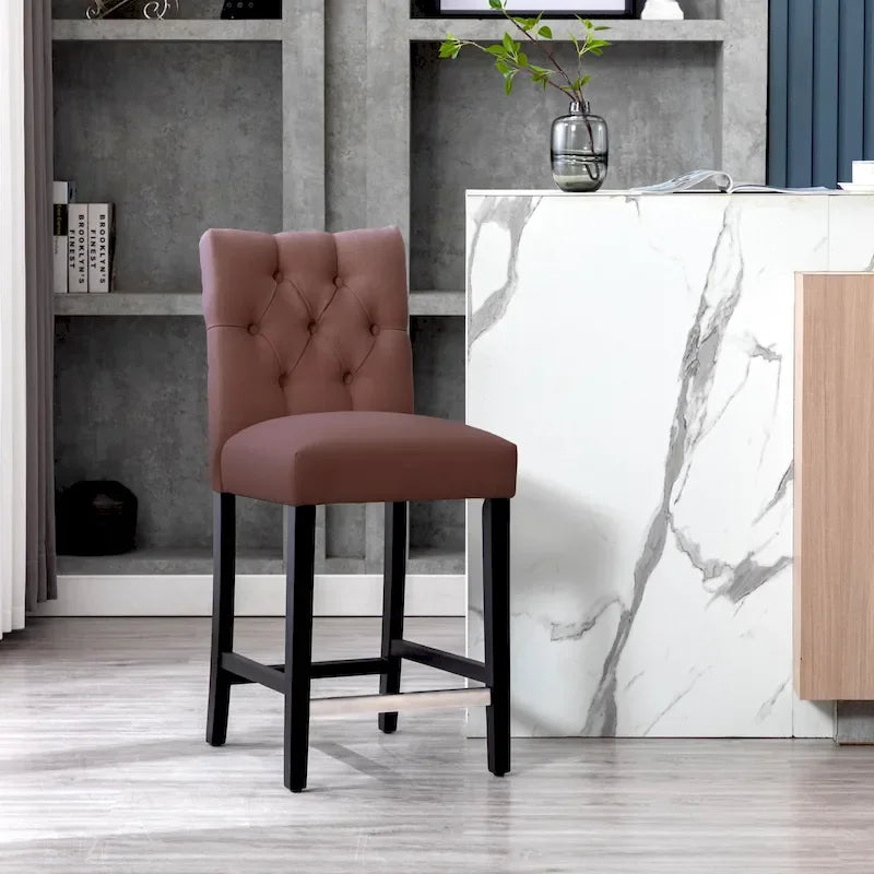 Carter 24 Classic Button Tufted Counter Stool Black Finished Legs