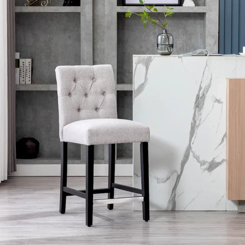 Carter 24 Classic Button Tufted Counter Stool Black Finished Legs