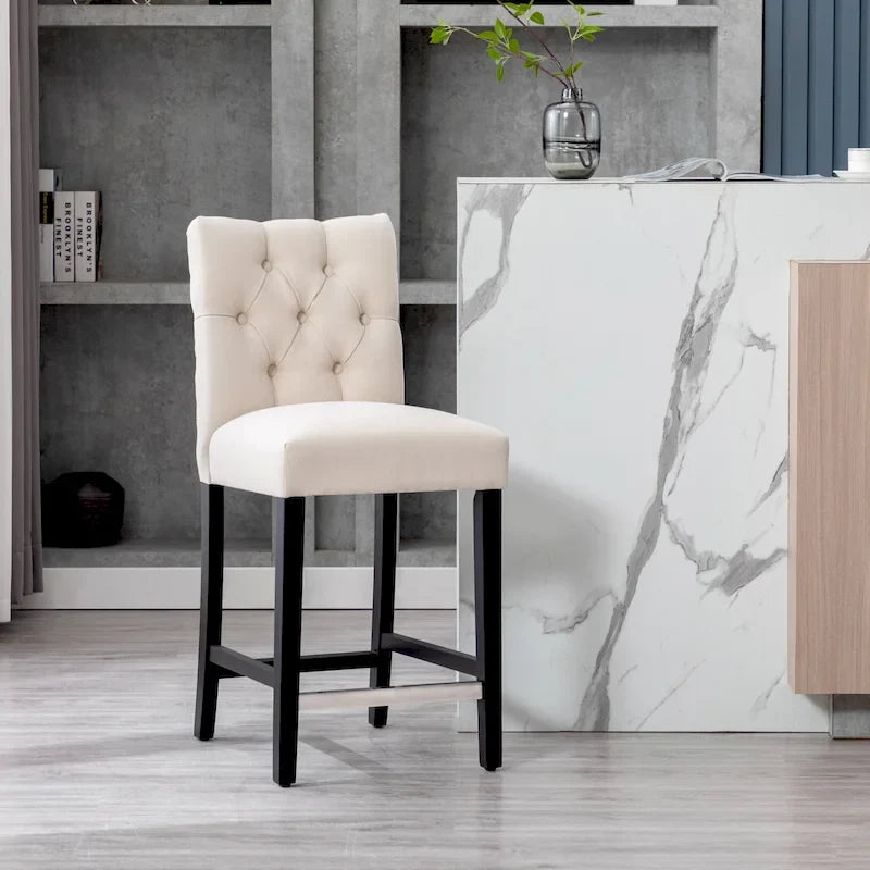 Carter 24 Classic Button Tufted Counter Stool Black Finished Legs