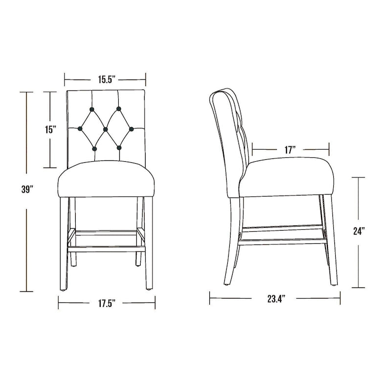 Carter 24 Classic Button Tufted Counter Stool Black Finished Legs