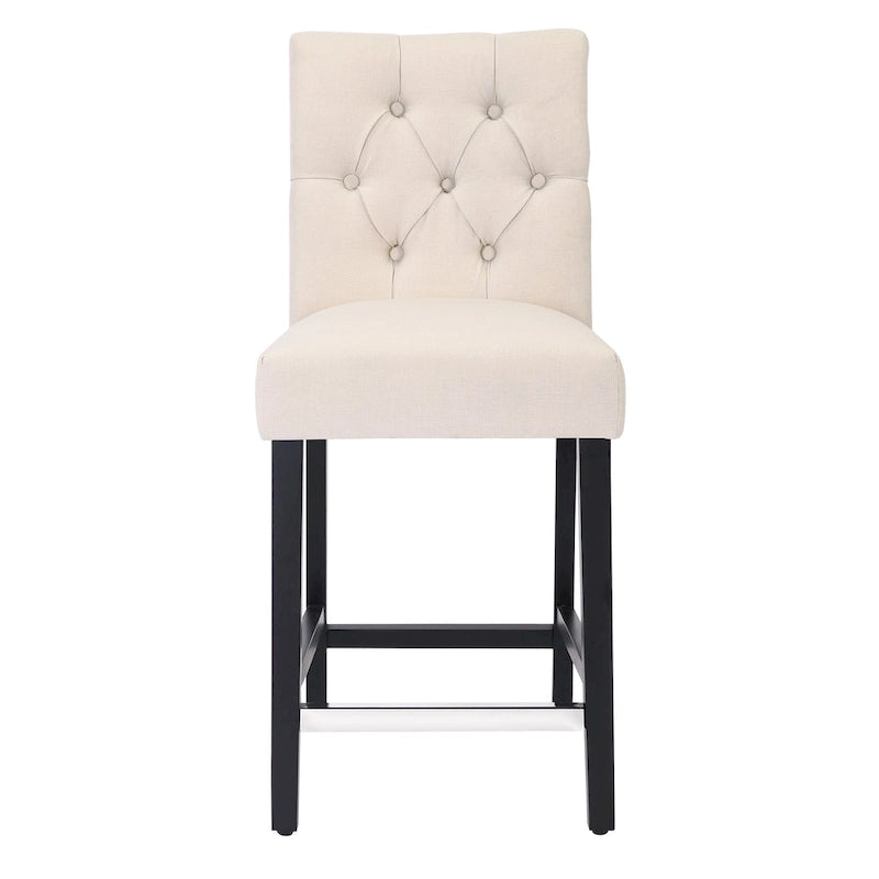 Carter 24 Classic Button Tufted Counter Stool Black Finished Legs