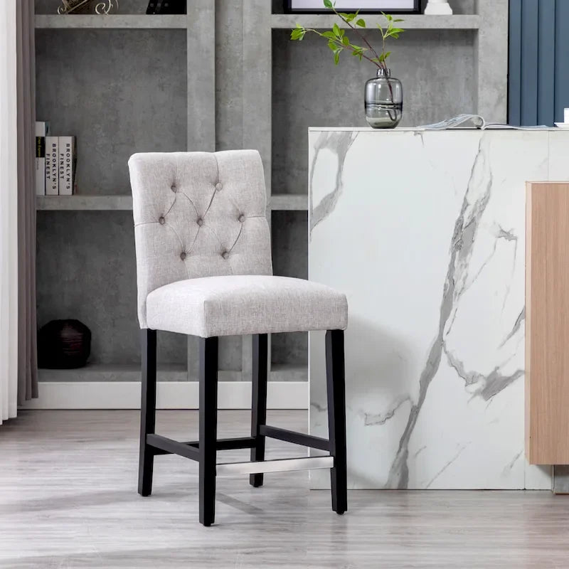 Carter 24 Classic Button Tufted Counter Stool Black Finished Legs