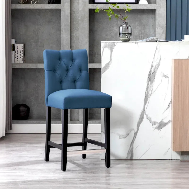 Carter 24 Classic Button Tufted Counter Stool Black Finished Legs