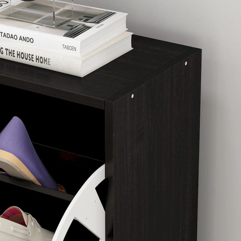 23.6W Trendy Shoe Storage Cabinet with 3 Large Fold-Out Drawers